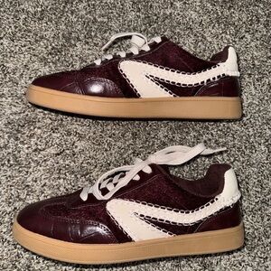 DV by Dolce Vita Burgundy and Cream Sneaker-Style Women's Shoes